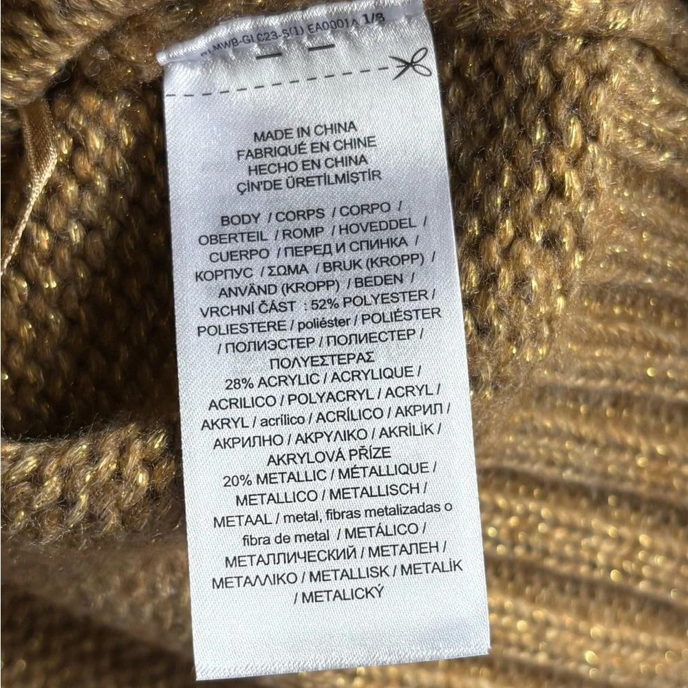 Ralph Lauren Women’s Gold Metallic V Neck Preppy Sweater NWT Size XL - Picture 5 of 6